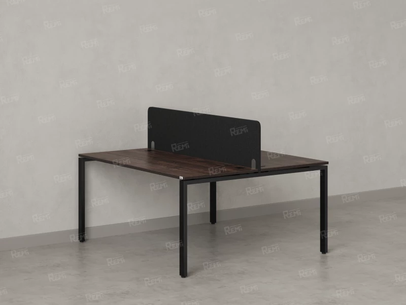 Бенч-система, 2 рабочих места, с одним тканевым экраном 1600x1400x750 RM165-1-16x14 Дуб Апрельский шоколад/Черный
