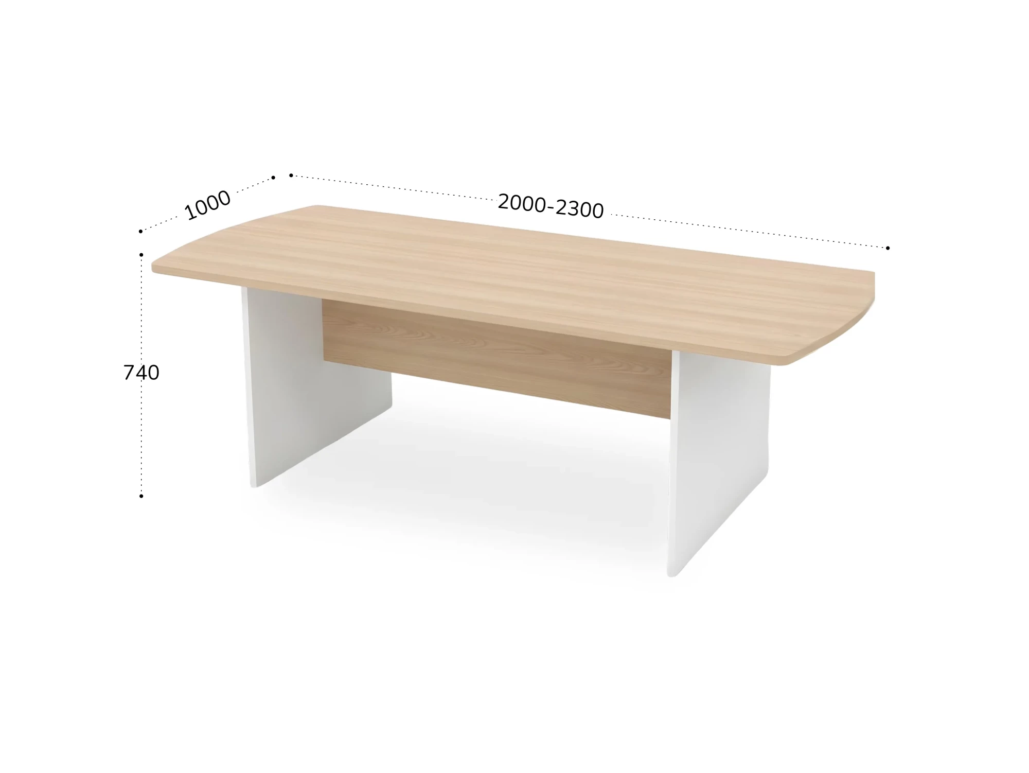 BRL RB009-200х100 Конференц-стол симметричный 2000х1000х740 Акация/Белый