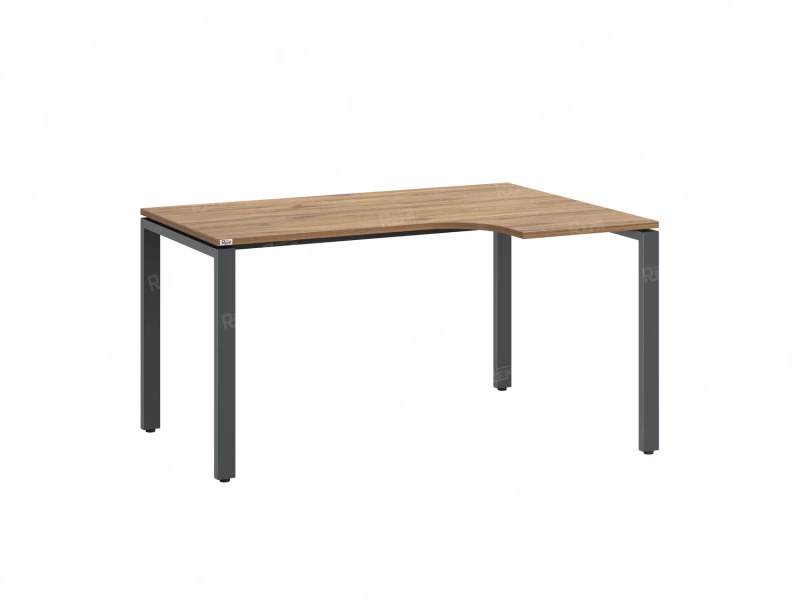 Стол угловой, П-опора, правый 1600x900/1200x750, RM052-16x9-12 Дуб Юстус/Серый