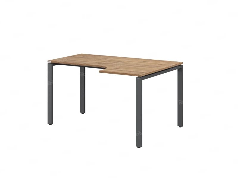 Стол угловой, П-опора, правый 1600x900/1200x750, RM052-16x9-12 Дуб Юстус/Серый