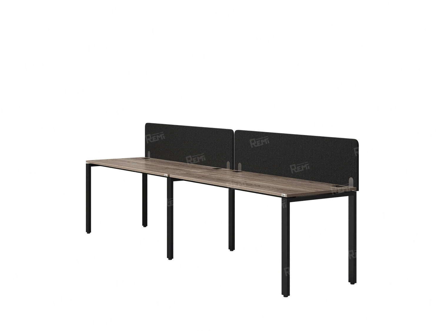 Бенч-система в 1 ряд, 2 рабочих места 2 тканевых экранов 2000x800x750 RM167-3-20x8 Дуб Маувелла/Черный