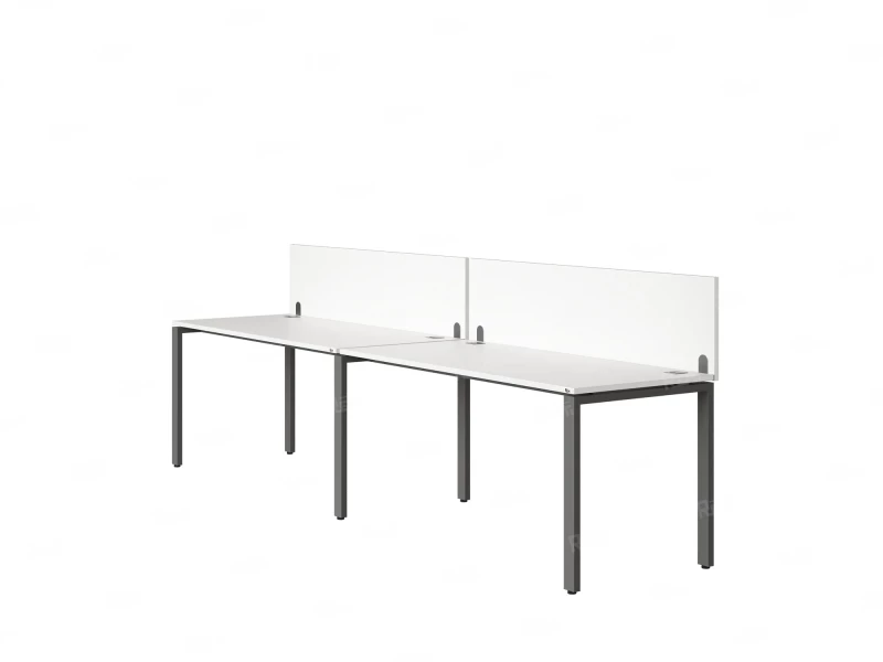 Бенч-система в 1 ряд, 2 рабочих места 2 ЛДСП экранов 2000x700x750 RM167-4-20x7 Белый/Серый