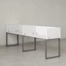 Бенч-система в 1 ряд, 2 рабочих места 5 ЛДСП экранов 3200x800x750 RM168-2-32x8 Белый/Серый