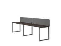 Бенч-система в 1 ряд, 2 рабочих места 2 тканевых экранов 3200x600x750 RM168-3-32x6 Дуб Апрельский шоколад/Серый