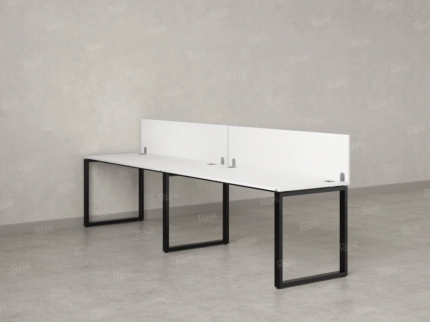 Бенч-система в 1 ряд, 2 рабочих места 2 ЛДСП экранов 2000x700x750 RM168-4-20x7 Белый/Черный