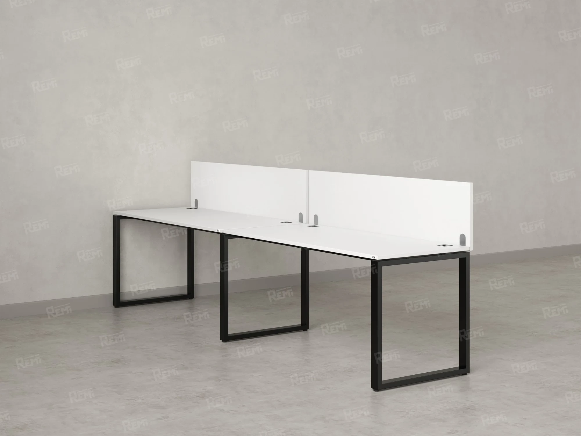 Бенч-система в 1 ряд, 2 рабочих места 2 ЛДСП экранов 2000x700x750 RM168-4-20x7 Белый/Черный