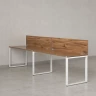 Бенч-система в 1 ряд, 2 рабочих места 2 ЛДСП экранов 2700x700x750 RM168-4-27x7 Дуб Юстус/Белый