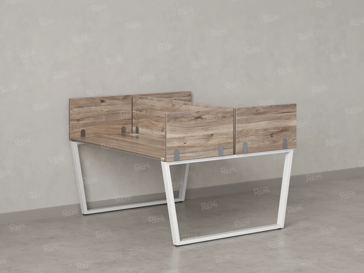 Бенч-система, 2 рабочих места, 5 ЛДСП экранов 1000x1200x750 RM172-4-10x12 Дуб Маувелла/Белый