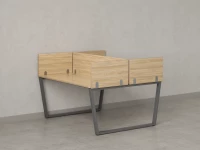 Бенч-система, 2 рабочих места, 5 ЛДСП экранов 1400x1400x750 RM172-4-14x14 Вяз Швейцарский светлый/Серый