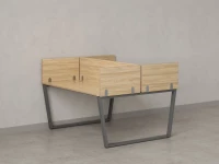 Бенч-система, 2 рабочих места, 5 ЛДСП экранов 1400x1400x750 RM172-4-14x14 Вяз Швейцарский светлый/Серый