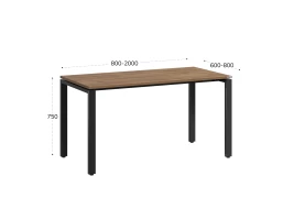 Стол прямой на П-образных опорах 1200x600x750 RM001-12x6 Дуб Юстус/Черный