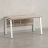 Стол прямой, Л-опора, экран ЛДСП,парящая стол-ца 1400x800x750 RM009-14x8 Дуб Маувелла/Белый