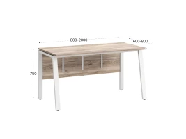 Стол прямой, Л-опора, экран ЛДСП,парящая стол-ца 1400x800x750 RM009-14x8 Дуб Маувелла/Белый