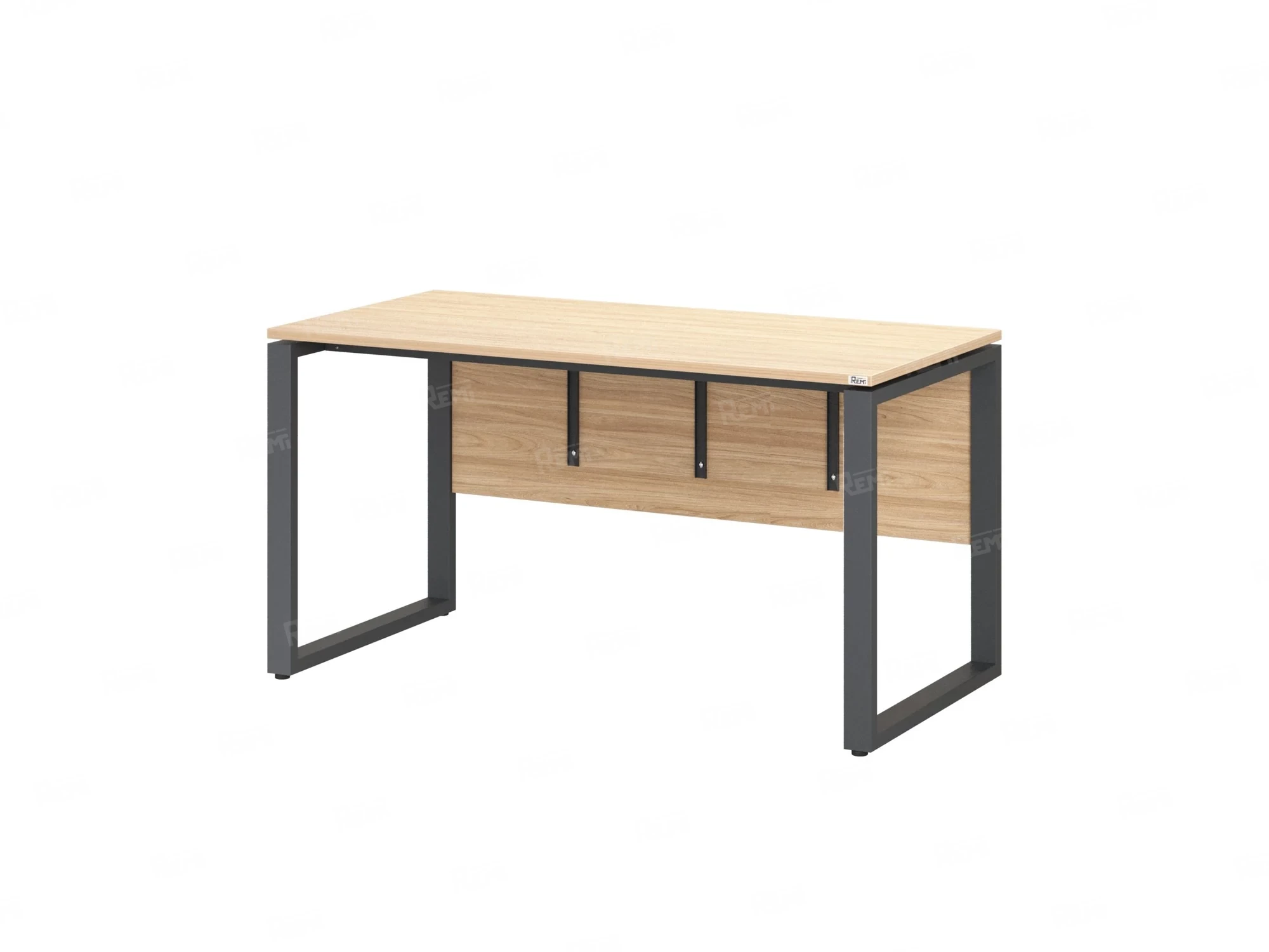 Стол прямой, О-опоры, экран ЛДСП,парящая стол-ца 1800x800x750 RM008-18x8 Вяз Швейцарский светлый/Серый