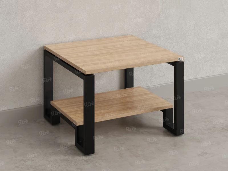 Журнальный стол с полкой 1000x700x550 RM181-10x7 Вяз Швейцарский светлый/Черный