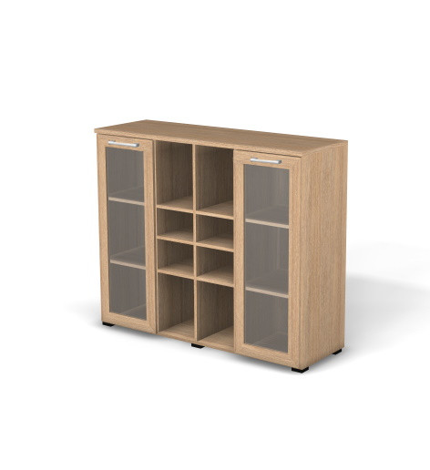 Стеллаж RS148 витрина 129x42x108 см Швейцарский вяз, Серия Смарт | Smart