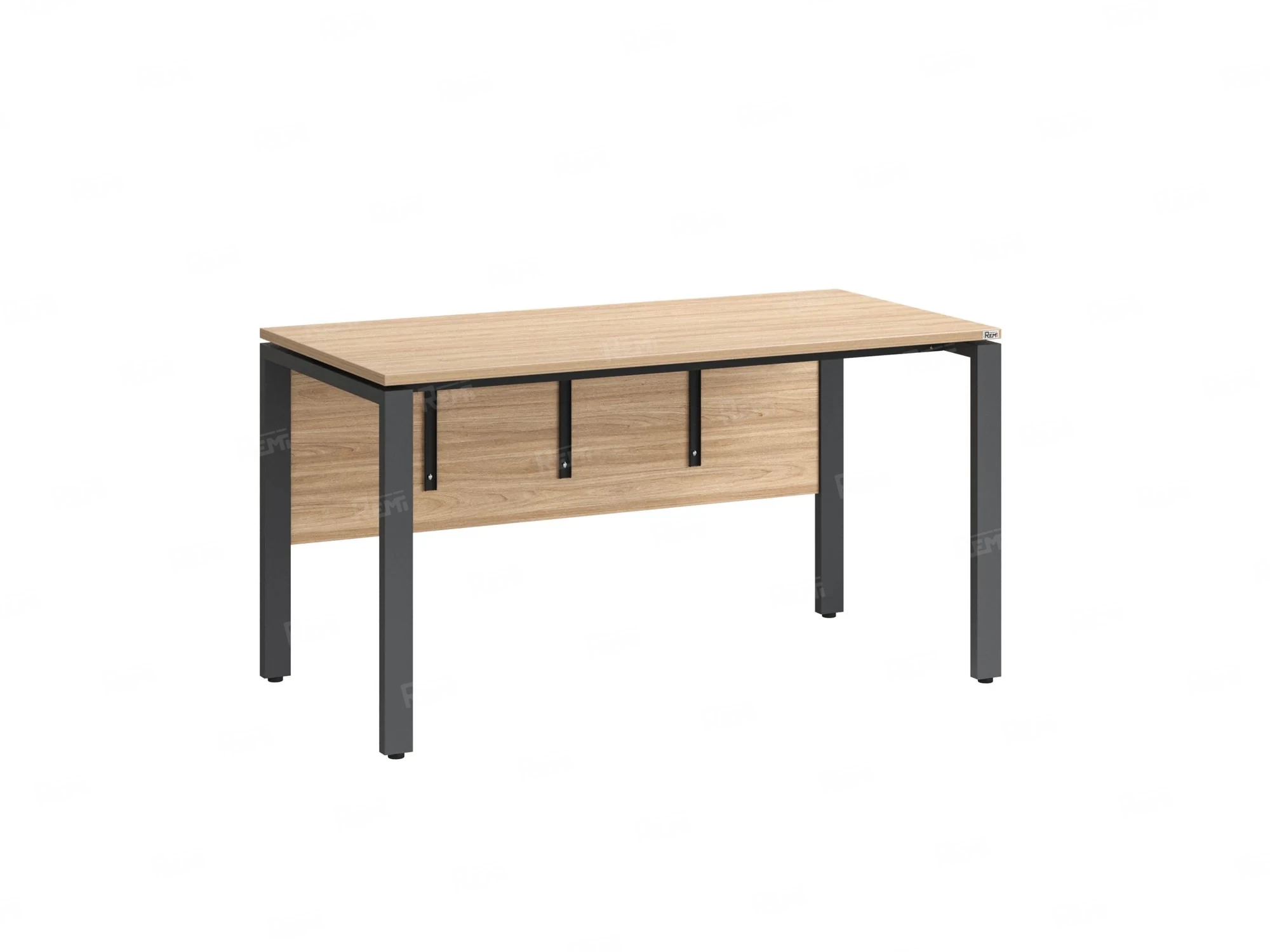 Стол прямой, П-опоры, экран ЛДСП,парящая стол-ца 1800x700x750 RM007-18x7 Вяз Швейцарский светлый/Серый