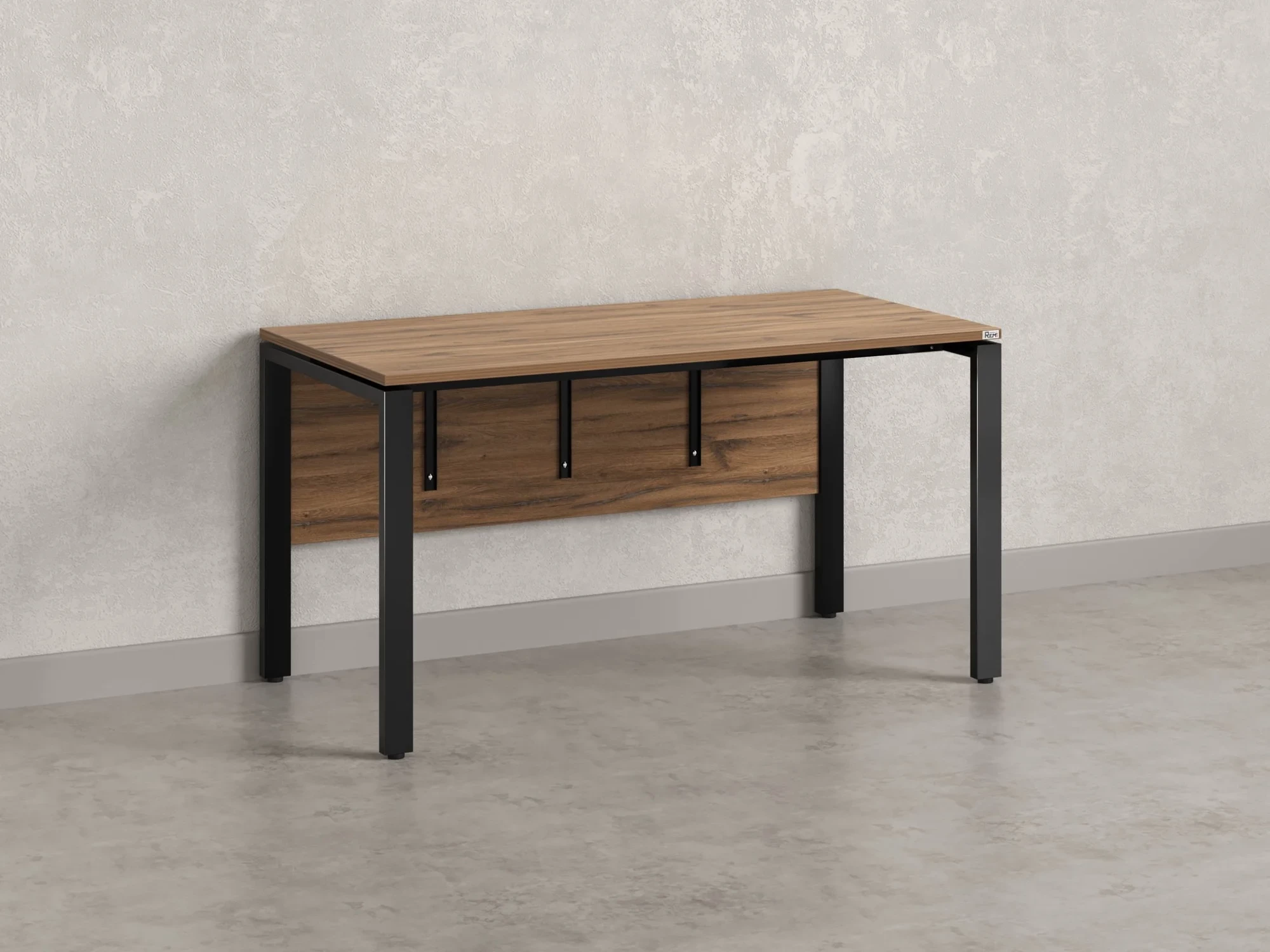 Стол прямой, П-опоры, экран ЛДСП,парящая стол-ца 800x700x750 RM007-8x7 Дуб Юстус/Черный