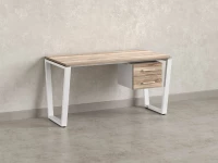 Стол прямой с подвесной тумбой 2 ящика, U-опора 2000x800x750 RM035-20x8 Дуб Маувелла/Белый