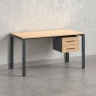 Стол прямой с подвесной тумбой 2 ящика, П-опора 1600x600x750 RM039-16x6 Вяз Швейцарский светлый/Серый