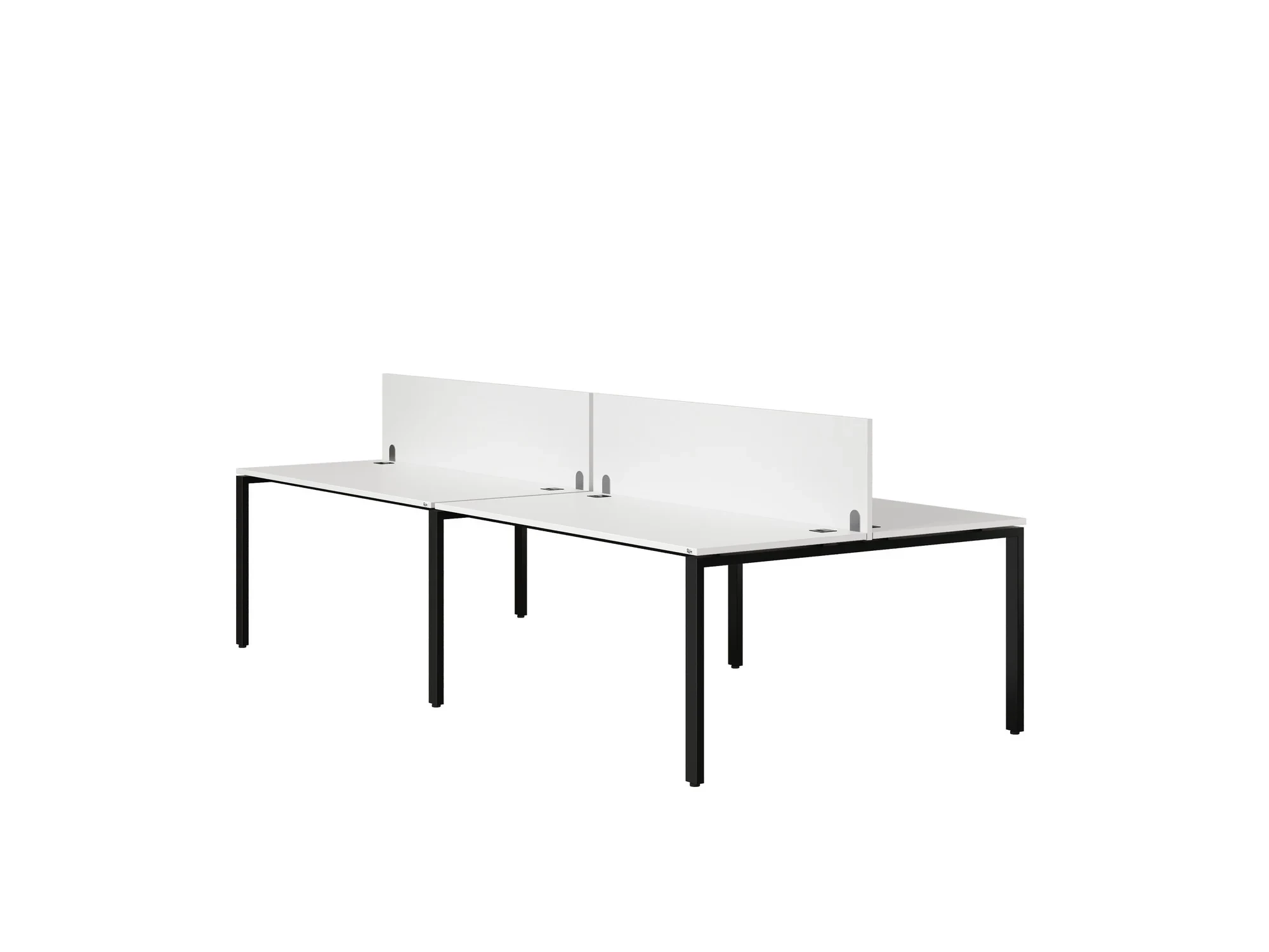 Бенч-система, 4 рабочих места, на П-образных опорах, 2 ЛДСП экранов 2000x1400x750 RM166-4-10x14 Белый/Черный