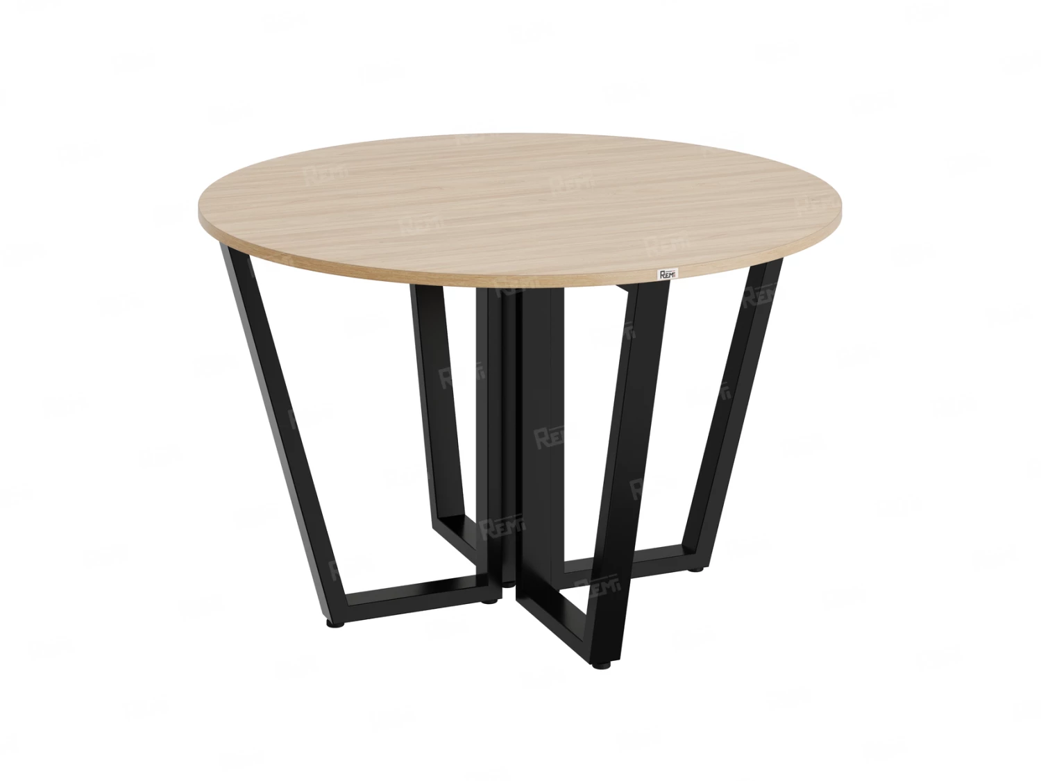 Круглый стол на U-образных опорах 1200x1200x750 RM188-12x12 Вяз Швейцарский светлый/Черный