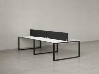 Бенч-система, 4 рабочих места, на О-образных опорах, 2 тканевых экранов 2800x1200x750 RM170-3-14x12 Белый/Черный