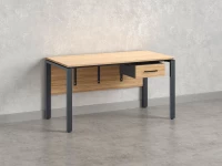 Стол прямой, подвесная тумба, ЛДСП экран, П-опора 1600x800x750 RM030-16x8 Вяз Швейцарский светлый/Серый