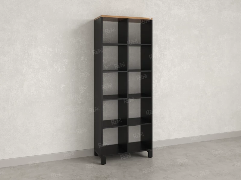 Стеллаж, 10 ячеек 750х370х1980 RM142-75x37 Дуб Юстус/Черный