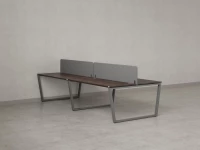 Бенч-система, 4 рабочих места, на U-образных опорах, 2 тканевых экранов 3200x1200x750 RM173-3-16x12 Дуб Апрельский шоколад/Серый