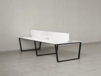 Бенч-система, 4 рабочих места, на U-образных опорах, 2 ЛДСП экранов 2000x1400x750 RM173-4-10x14 Белый/Черный