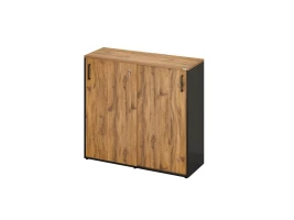 Низкий шкаф-купе, 3 полки, на регулируемых опорах 1200x420x1100 RM129-120x42 Дуб Юстус/Черный