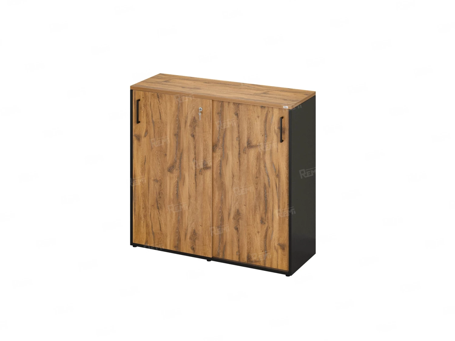 Низкий шкаф-купе, 3 полки, на регулируемых опорах 1200x420x1100 RM129-120x42 Дуб Юстус/Черный