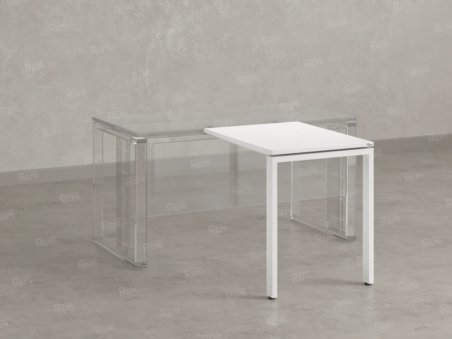 Брифинг прямой, с парящей столешнецей, на П-образном каркасе 1300x800x750 RM070-13x8 Белый/Белый