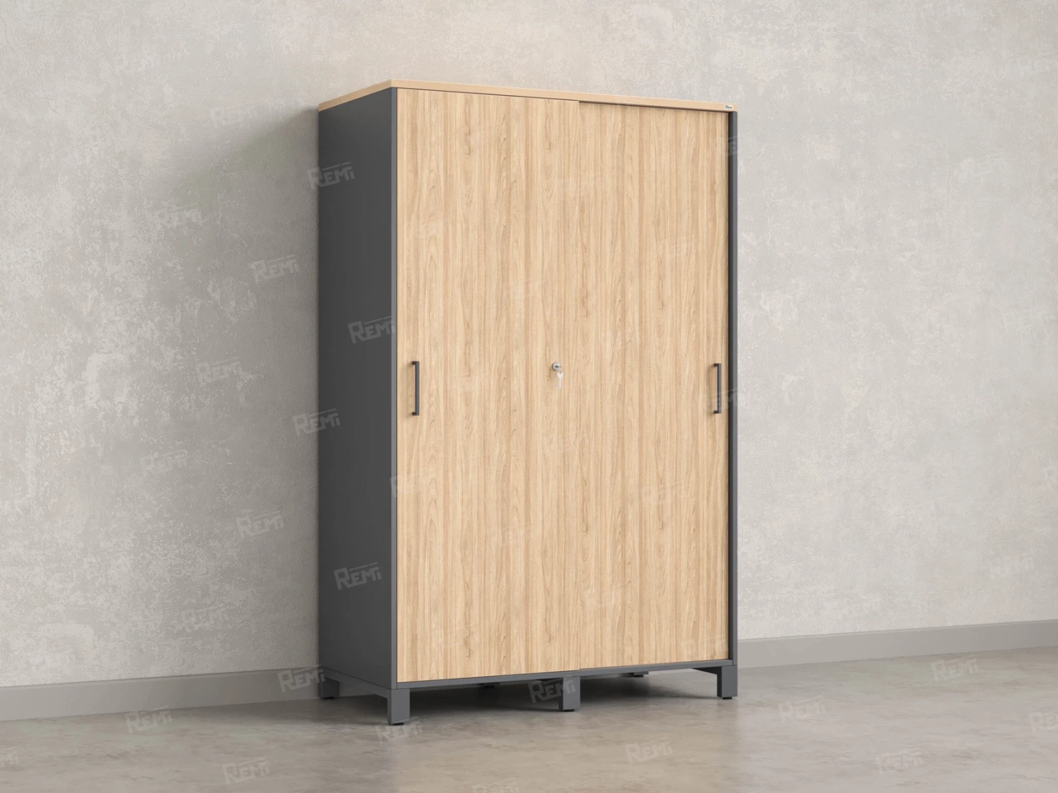 Шкаф-купе, штанга, 1 полка 1200x600x1900 RM163-90x60 Вяз Швейцарский светлый/Серый