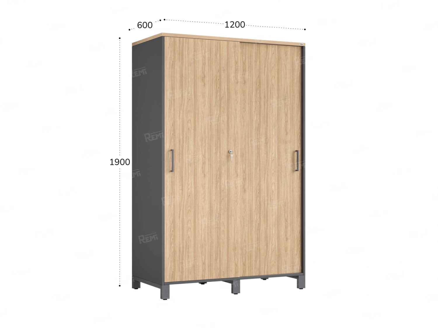 Шкаф-купе, штанга, 1 полка 1200x600x1900 RM163-90x60 Вяз Швейцарский светлый/Серый