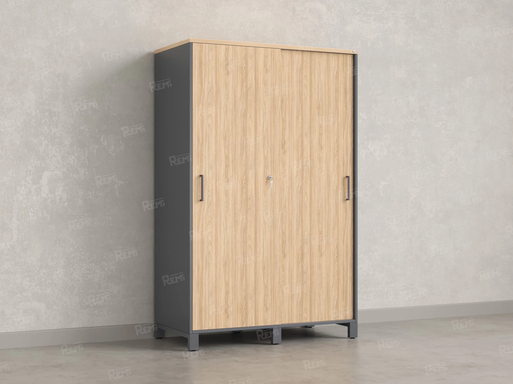 Шкаф-купе, штанга, 1 полка 1200x600x1900 RM163-90x60 Вяз Швейцарский светлый/Серый