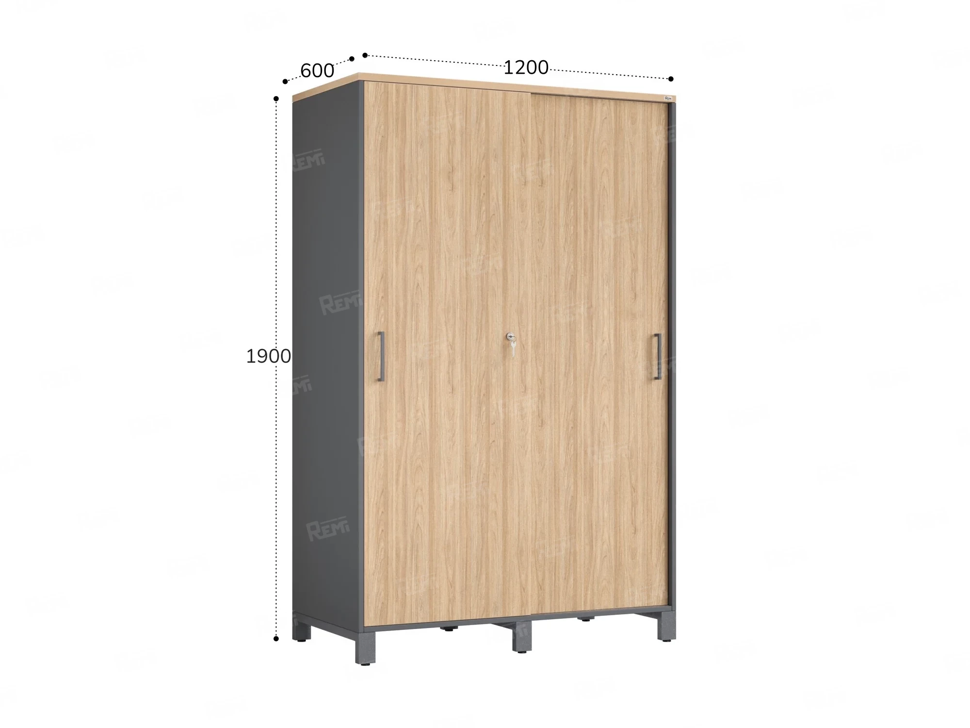 Шкаф-купе, штанга, 1 полка 1200x600x1900 RM163-90x60 Вяз Швейцарский светлый/Серый