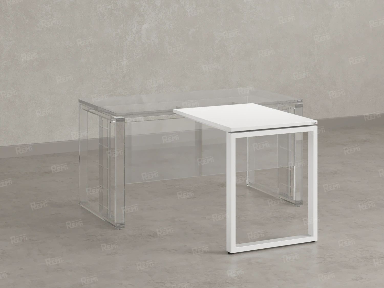 Брифинг прямой, с парящей столешнецей, на О-образном каркасе 1100x700x750 RM072-11x7 Белый/Белый