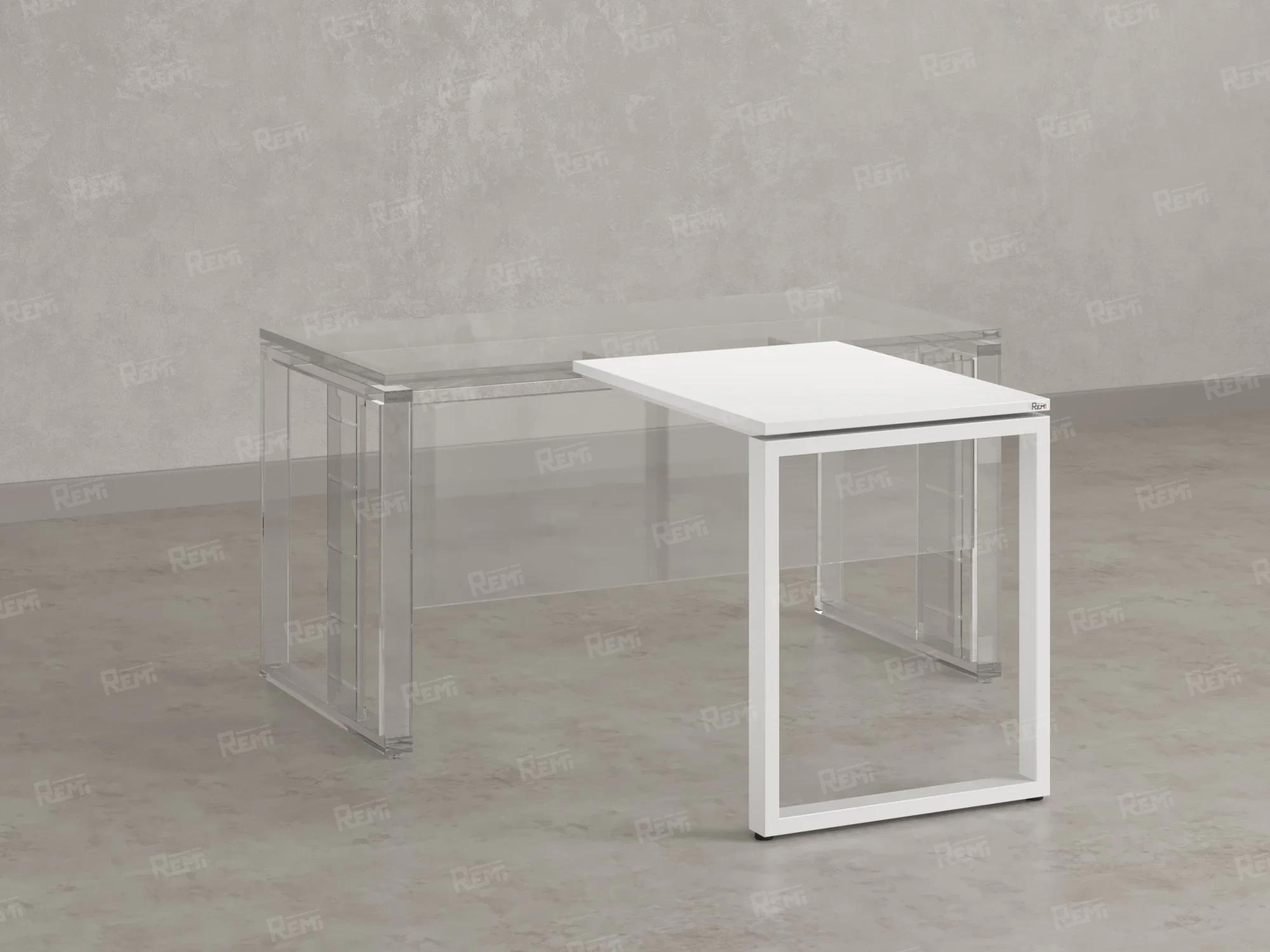 Брифинг прямой, с парящей столешнецей, на О-образном каркасе 1100x700x750 RM072-11x7 Белый/Белый