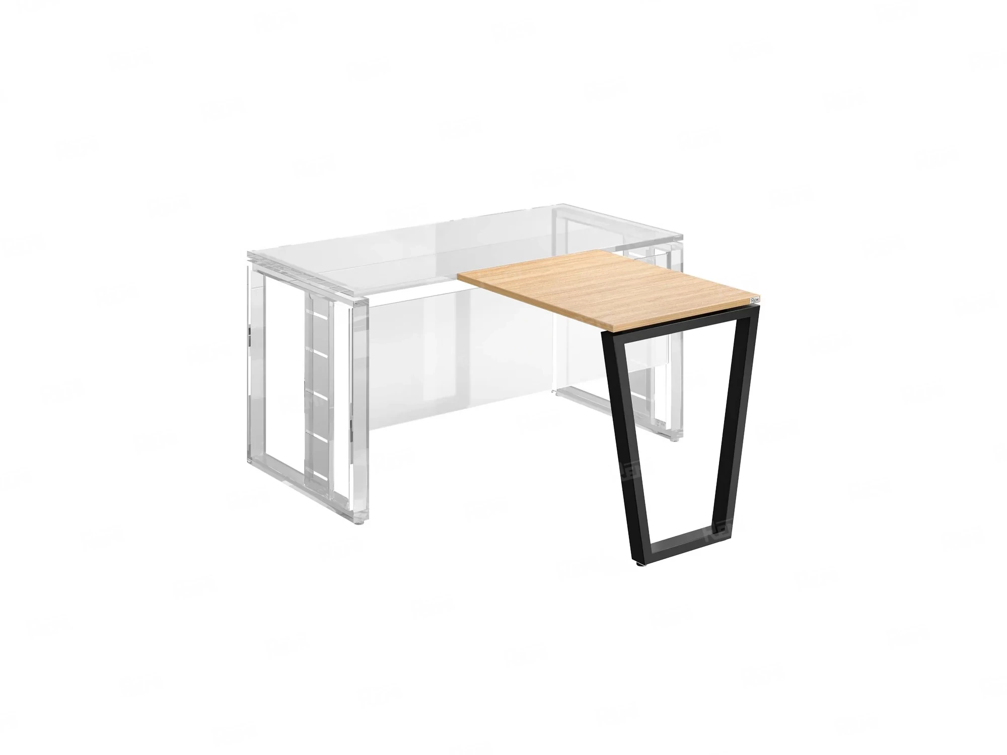 Брифинг прямой, с парящей столешнецей, на U-образном каркасе 1100x700x750 RM074-11x7 Вяз Швейцарский светлый/Черный