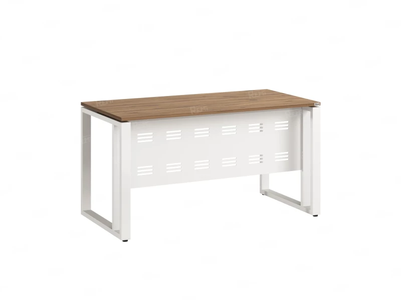 Стол прямой на О-образных опорах с металлическим экраном 1600x800x750 RM042-16x8 Юстус/Белый