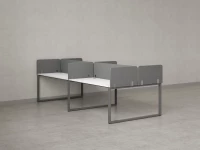 Бенч-система, 4 рабочих места, на О-образных опорах, 8 тканевых экранов 2000x1400x750 RM170-1-10x14 Белый/Серый