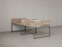 Бенч-система, 4 рабочих места, на О-образных опорах, 8 ЛДСП экранов 2800x1400x750 RM170-1-14x14 Дуб Маувелла/Серый