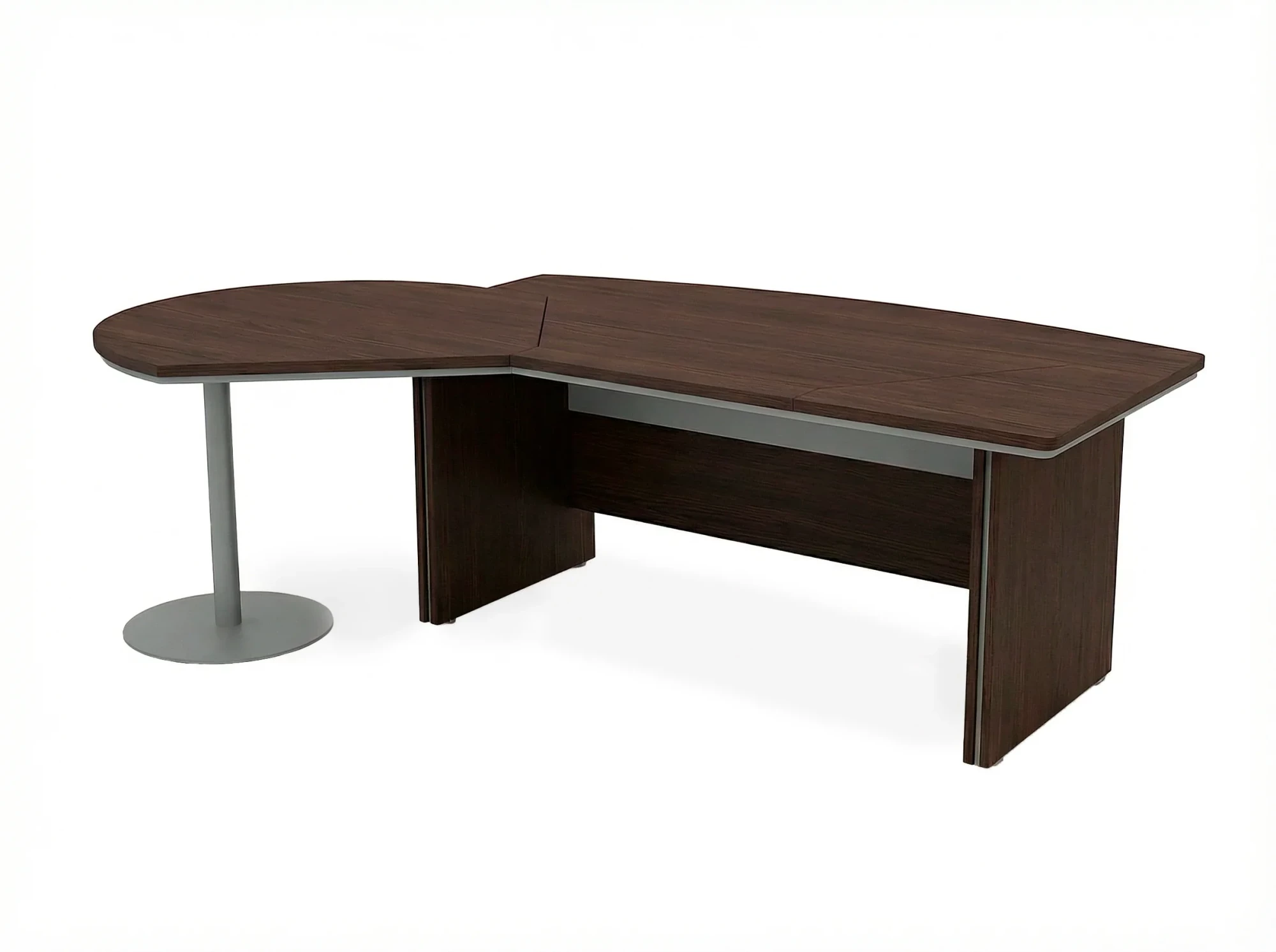 BRL RB069-215x150L Стол руководителя с брифингом левый 2150х1500х760 Венге/Серый вулканический