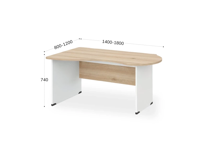 BRL RB004-180х120L Стол асимметричный левый 1800х1200х740 Акация/Белый