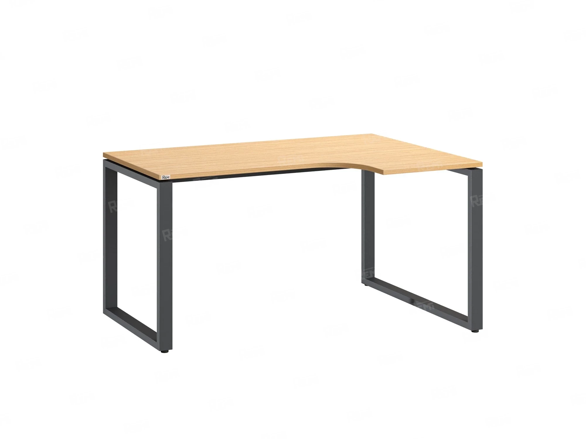 Стол угловой, О-опора, правый 1600x700/900x750, RM054-16x7-9 Вяз Швейцарский светлый/Серый