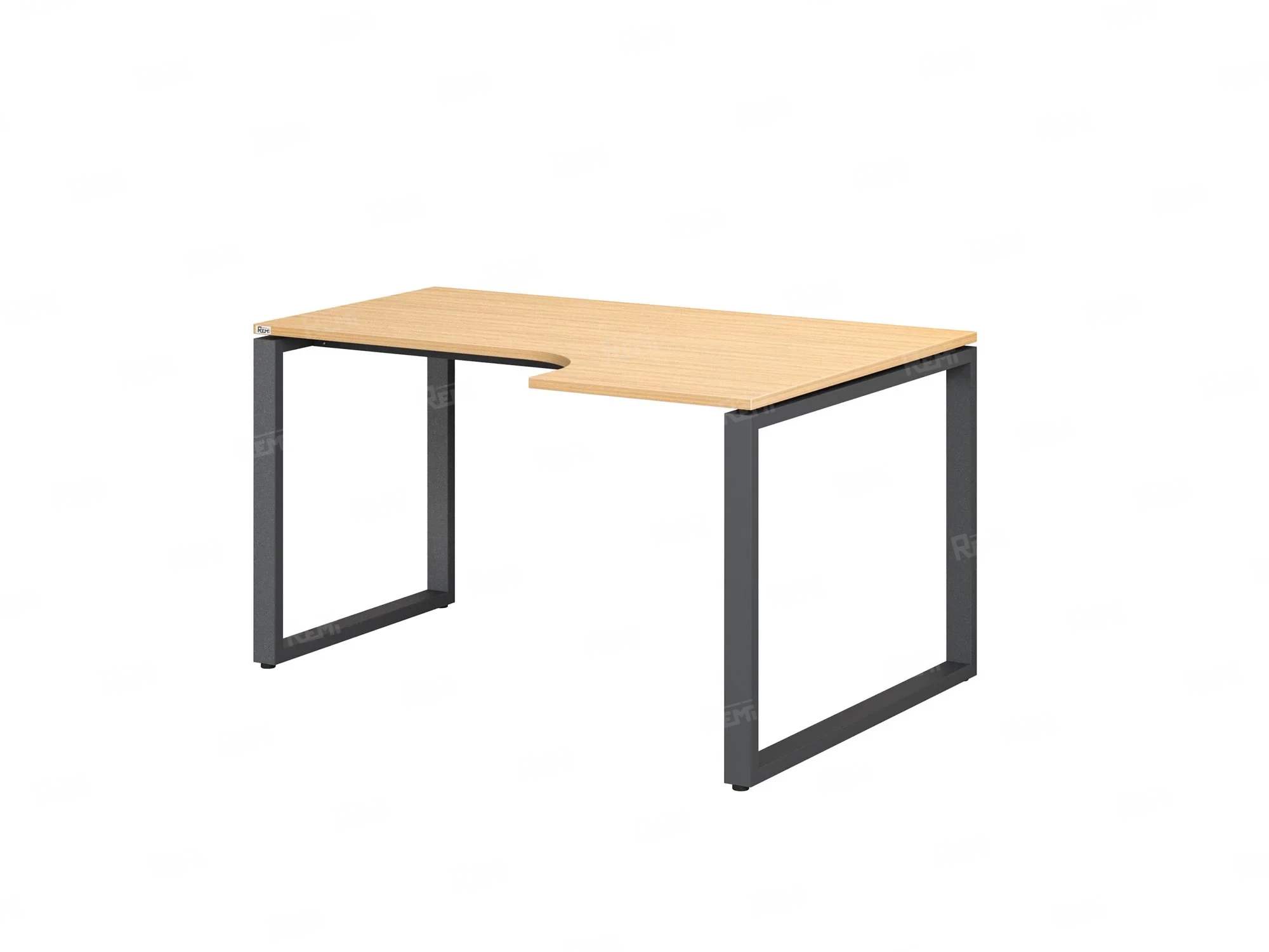 Стол угловой, О-опора, правый 1600x700/900x750, RM054-16x7-9 Вяз Швейцарский светлый/Серый