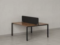 Бенч-система, 2 рабочих места, с одним тканевым экраном 1200x1200x750 RM165-1-12x12 Дуб Юстус/Черный
