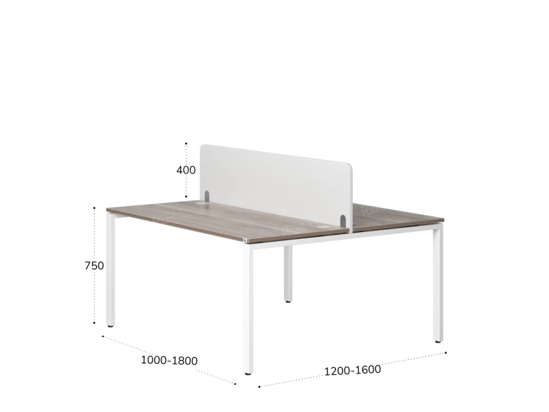 Бенч-система, 2 рабочих места, с одним тканевым экраном 1600x1400x750 RM165-1-16x14 Дуб Маувелла/Белый